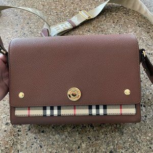 Burberry Calfskin Vintage Check Note Crossbody Women’s Bag